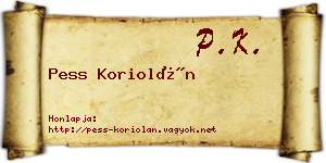 Pess Koriolán névjegykártya